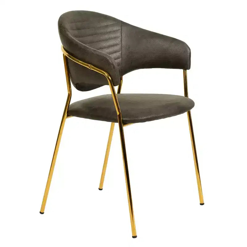 LeisureMod Dining Chair Upholstered in Leather & Velvet, Ergonomic Padded Seat & Back, Durable Stainless Steel Base  Bella Series Accent Armchair