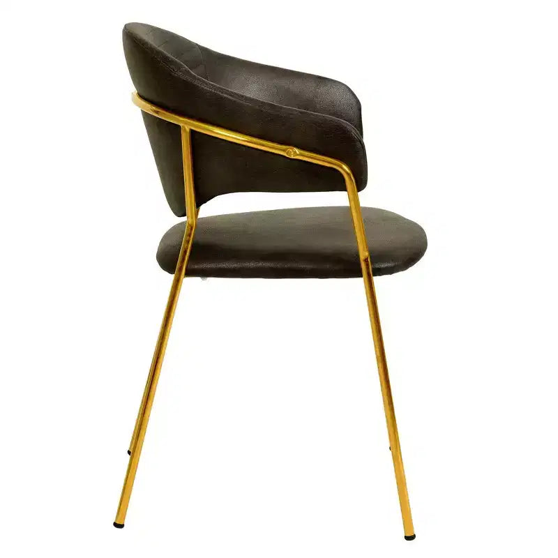 LeisureMod Dining Chair Upholstered in Leather & Velvet, Ergonomic Padded Seat & Back, Durable Stainless Steel Base  Bella Series Accent Armchair