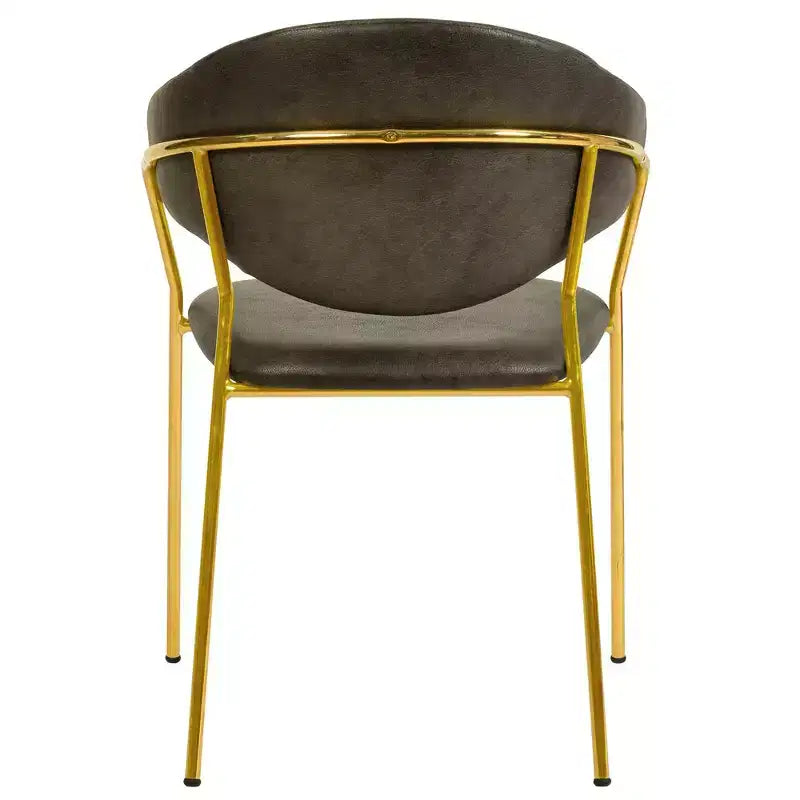 LeisureMod Dining Chair Upholstered in Leather & Velvet, Ergonomic Padded Seat & Back, Durable Stainless Steel Base  Bella Series Accent Armchair
