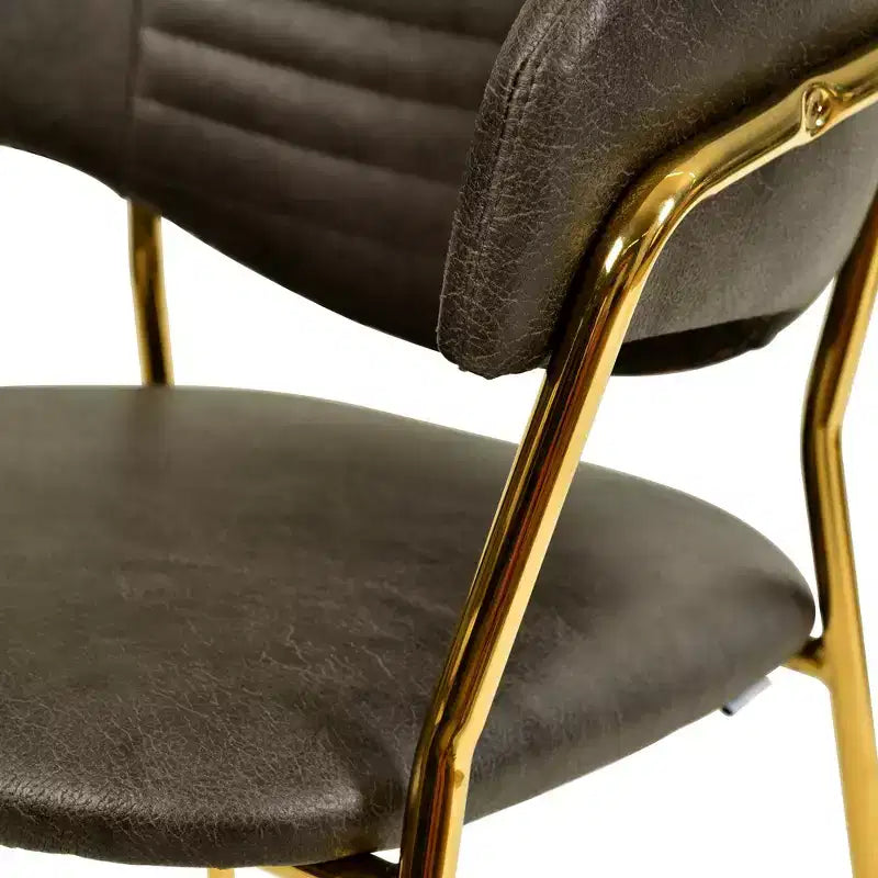 LeisureMod Dining Chair Upholstered in Leather & Velvet, Ergonomic Padded Seat & Back, Durable Stainless Steel Base  Bella Series Accent Armchair