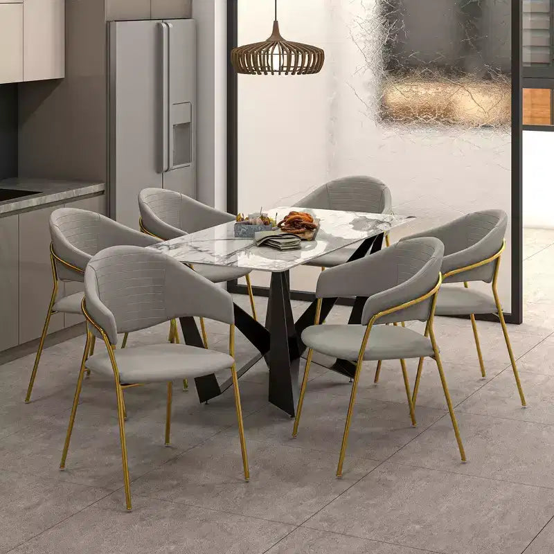 LeisureMod Dining Chair Upholstered in Leather & Velvet, Ergonomic Padded Seat & Back, Durable Stainless Steel Base  Bella Series Accent Armchair