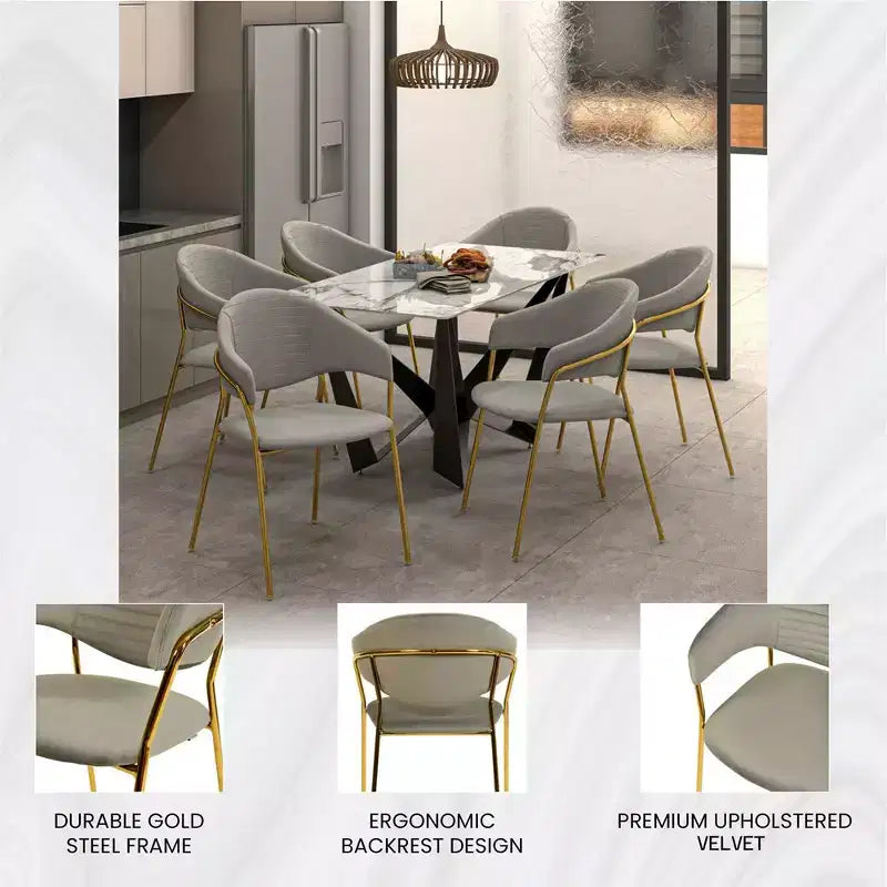 LeisureMod Dining Chair Upholstered in Leather & Velvet, Ergonomic Padded Seat & Back, Durable Stainless Steel Base  Bella Series Accent Armchair