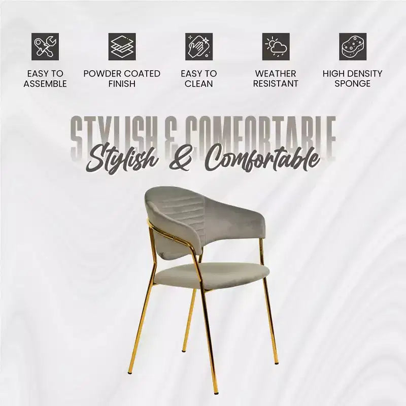 LeisureMod Dining Chair Upholstered in Leather & Velvet, Ergonomic Padded Seat & Back, Durable Stainless Steel Base  Bella Series Accent Armchair