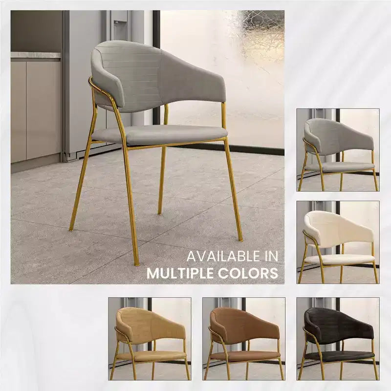 LeisureMod Dining Chair Upholstered in Leather & Velvet, Ergonomic Padded Seat & Back, Durable Stainless Steel Base  Bella Series Accent Armchair