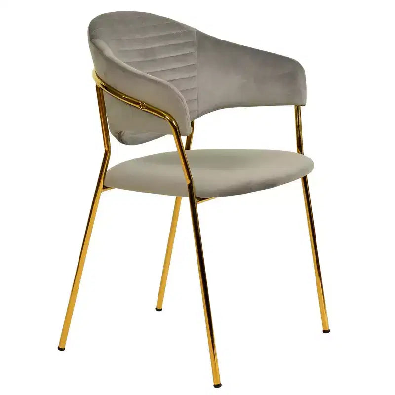 LeisureMod Dining Chair Upholstered in Leather & Velvet, Ergonomic Padded Seat & Back, Durable Stainless Steel Base  Bella Series Accent Armchair