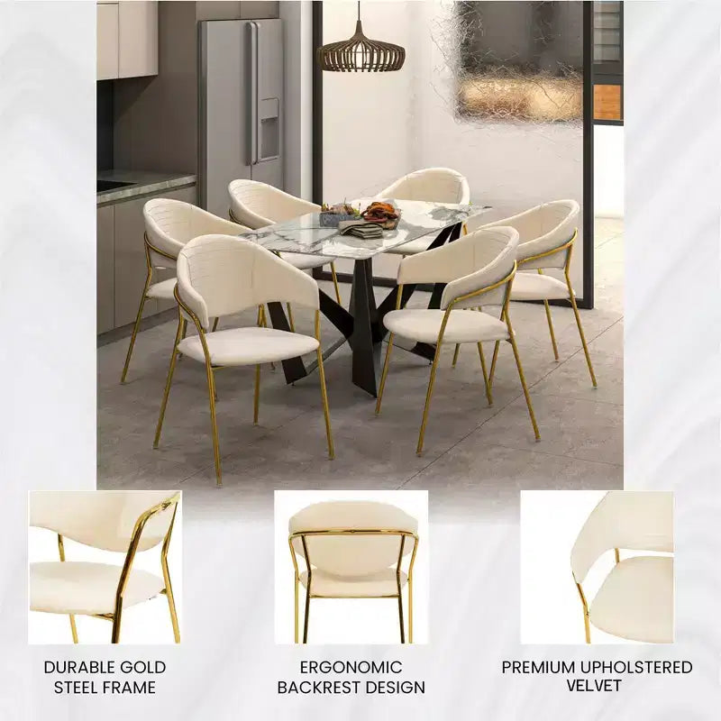 LeisureMod Dining Chair Upholstered in Leather & Velvet, Ergonomic Padded Seat & Back, Durable Stainless Steel Base  Bella Series Accent Armchair