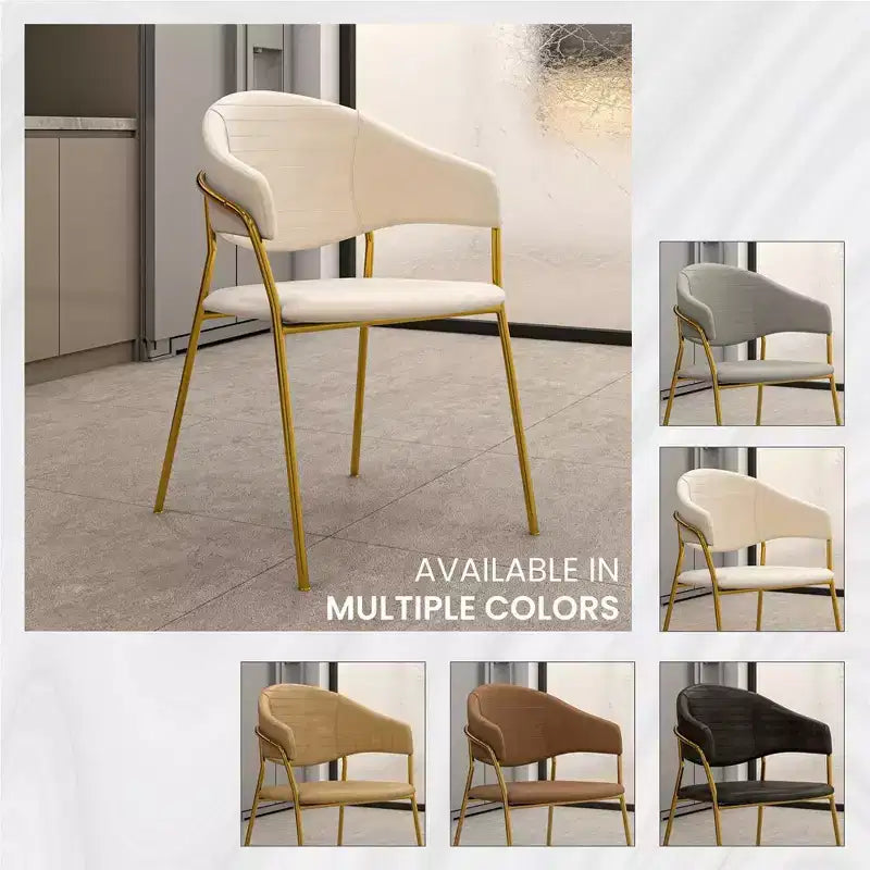 LeisureMod Dining Chair Upholstered in Leather & Velvet, Ergonomic Padded Seat & Back, Durable Stainless Steel Base  Bella Series Accent Armchair
