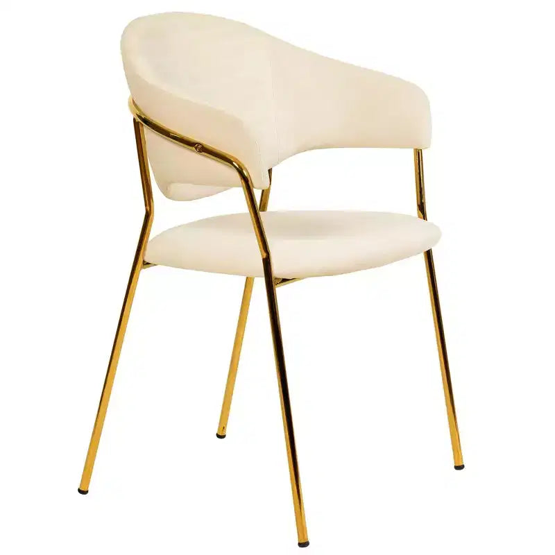 LeisureMod Dining Chair Upholstered in Leather & Velvet, Ergonomic Padded Seat & Back, Durable Stainless Steel Base  Bella Series Accent Armchair