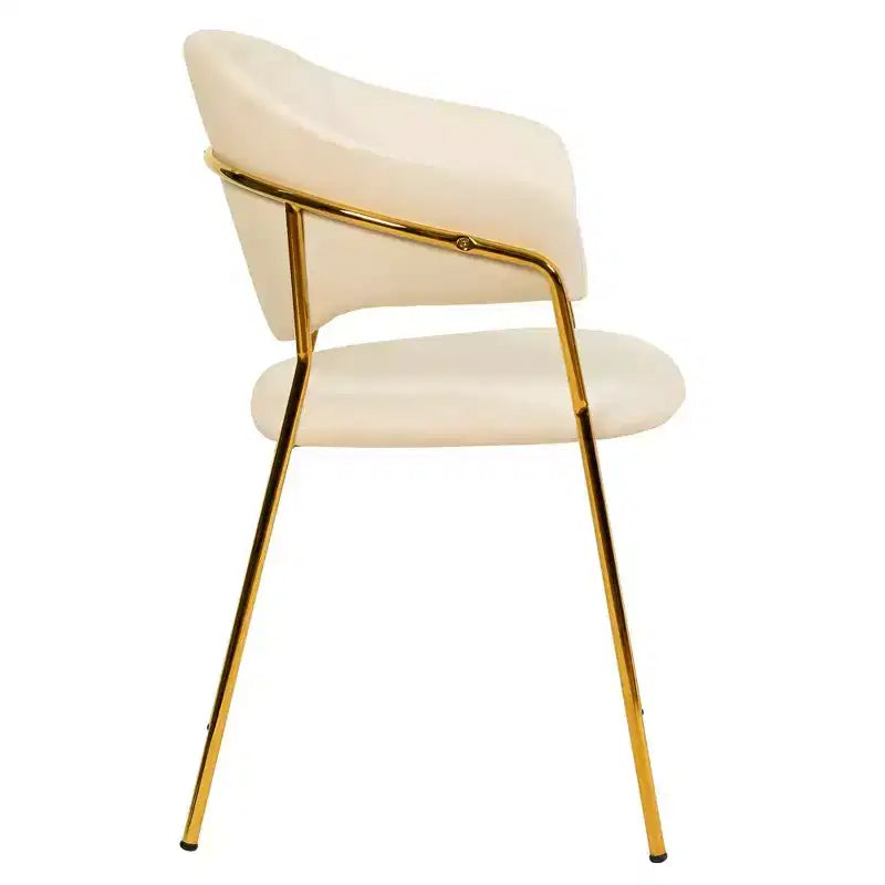 LeisureMod Dining Chair Upholstered in Leather & Velvet, Ergonomic Padded Seat & Back, Durable Stainless Steel Base  Bella Series Accent Armchair