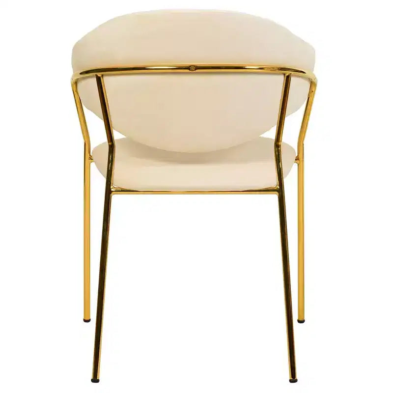 LeisureMod Dining Chair Upholstered in Leather & Velvet, Ergonomic Padded Seat & Back, Durable Stainless Steel Base  Bella Series Accent Armchair