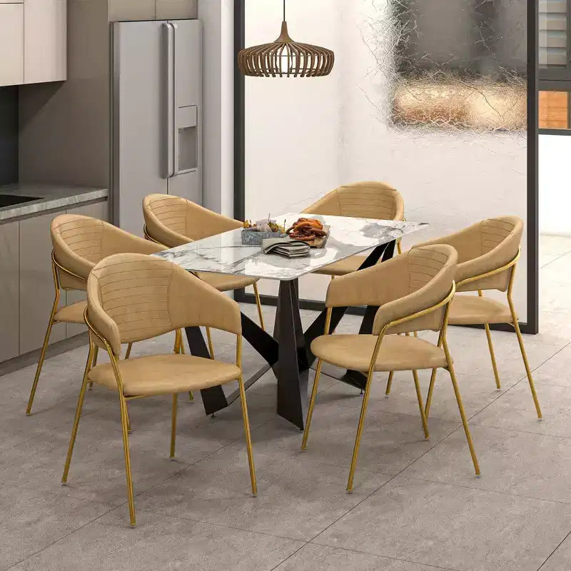 LeisureMod Dining Chair Upholstered in Leather & Velvet, Ergonomic Padded Seat & Back, Durable Stainless Steel Base  Bella Series Accent Armchair
