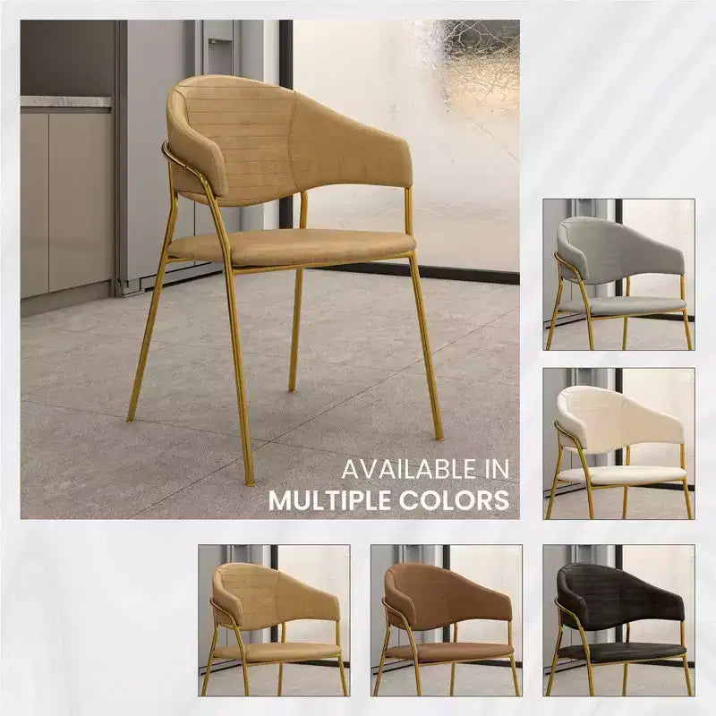 LeisureMod Dining Chair Upholstered in Leather & Velvet, Ergonomic Padded Seat & Back, Durable Stainless Steel Base  Bella Series Accent Armchair