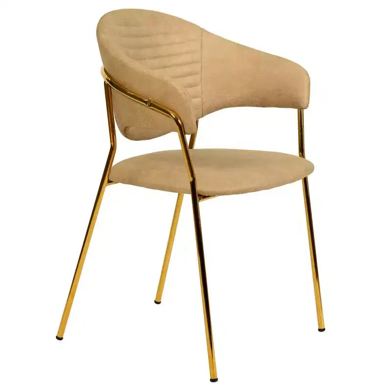 LeisureMod Dining Chair Upholstered in Leather & Velvet, Ergonomic Padded Seat & Back, Durable Stainless Steel Base  Bella Series Accent Armchair