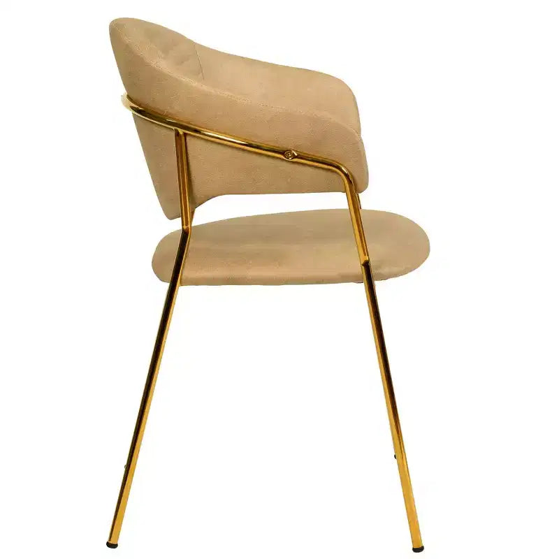 LeisureMod Dining Chair Upholstered in Leather & Velvet, Ergonomic Padded Seat & Back, Durable Stainless Steel Base  Bella Series Accent Armchair