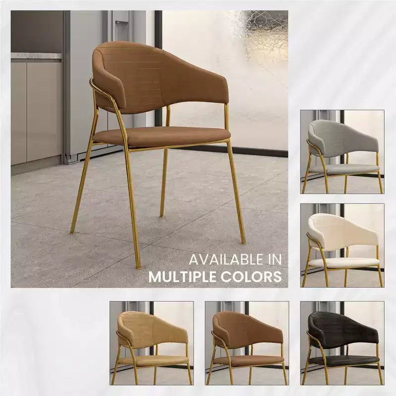 LeisureMod Dining Chair Upholstered in Leather & Velvet, Ergonomic Padded Seat & Back, Durable Stainless Steel Base  Bella Series Accent Armchair