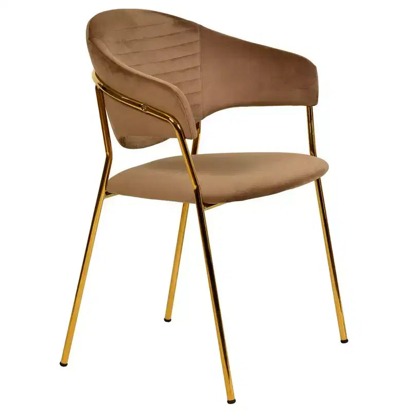 LeisureMod Dining Chair Upholstered in Leather & Velvet, Ergonomic Padded Seat & Back, Durable Stainless Steel Base  Bella Series Accent Armchair