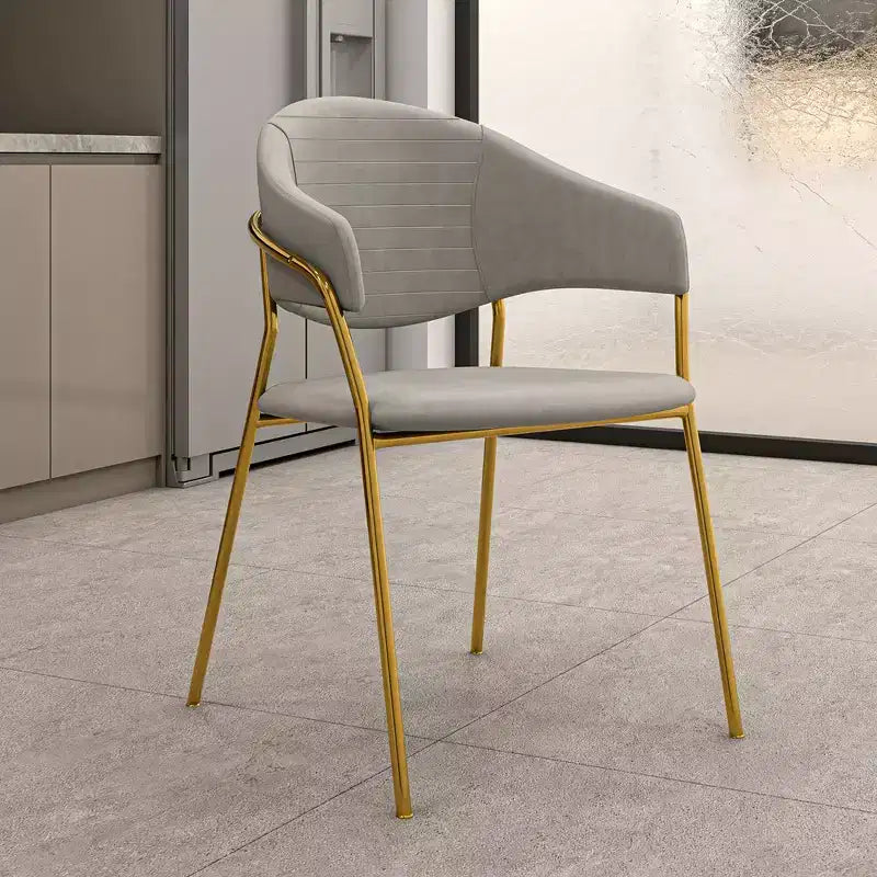 LeisureMod Dining Chair Upholstered in Leather & Velvet, Ergonomic Padded Seat & Back, Durable Stainless Steel Base  Bella Series Accent Armchair
