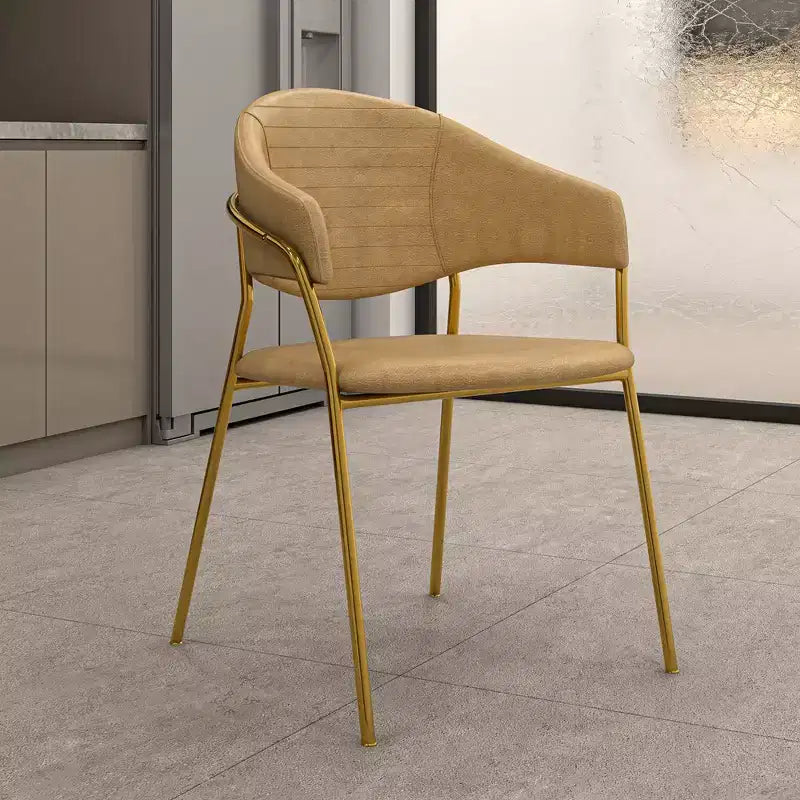 LeisureMod Dining Chair Upholstered in Leather & Velvet, Ergonomic Padded Seat & Back, Durable Stainless Steel Base  Bella Series Accent Armchair