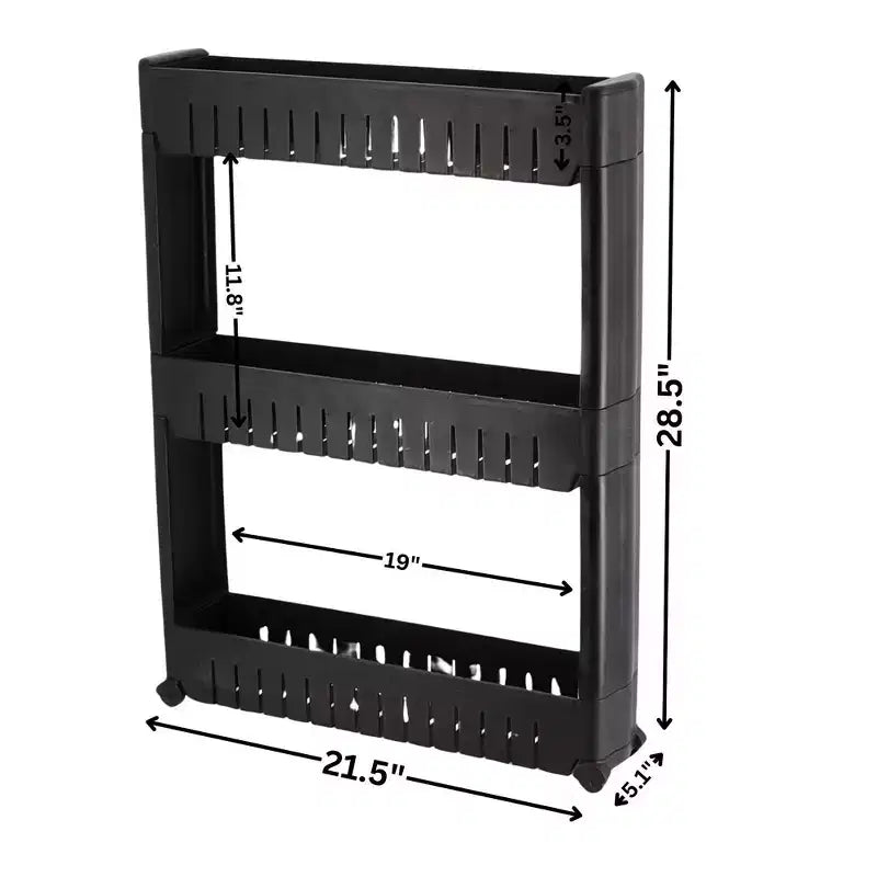 Evideco French Home Goods Multi-Purpose Slim Rolling Cart - 3-Tier Utility Organizer for Bathroom, Kitchen & Dorm - Available in White, Grey, Black
