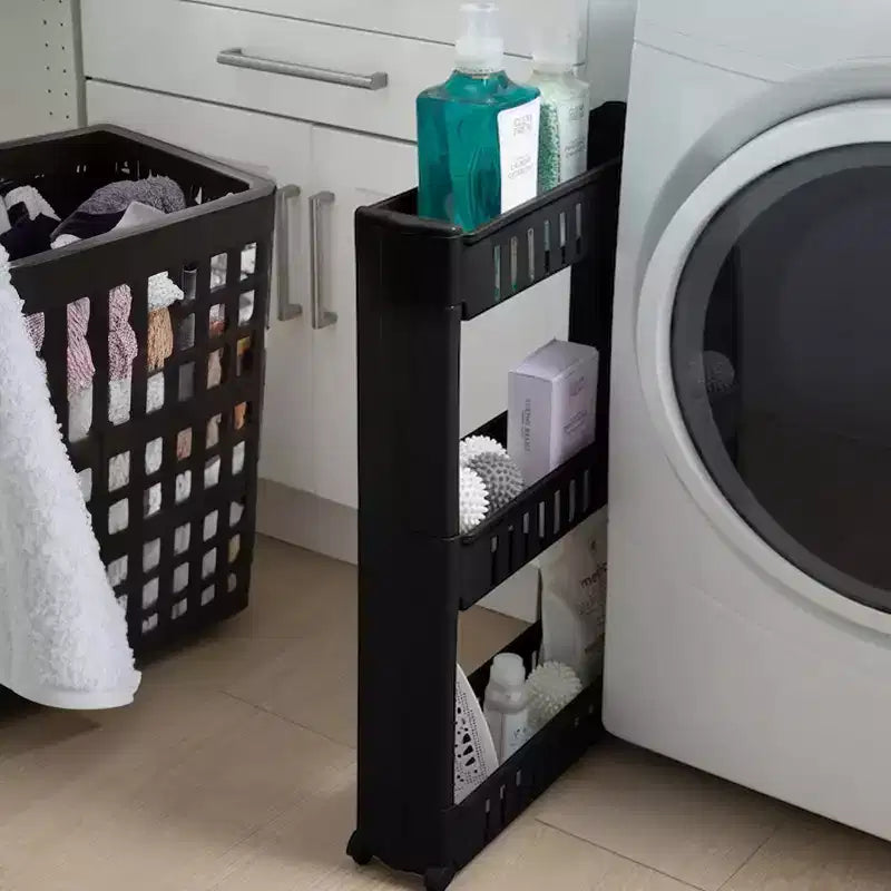 Evideco French Home Goods Multi-Purpose Slim Rolling Cart - 3-Tier Utility Organizer for Bathroom, Kitchen & Dorm - Available in White, Grey, Black