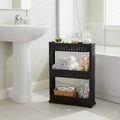 Evideco French Home Goods Multi-Purpose Slim Rolling Cart - 3-Tier Utility Organizer for Bathroom, Kitchen & Dorm - Available in White, Grey, Black