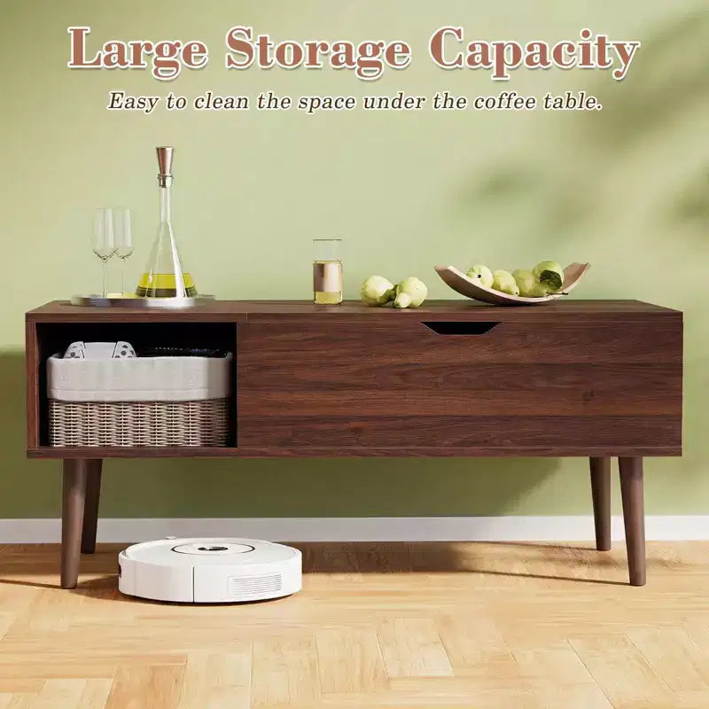 JIONJOY Lift Top Coffee Table with Hidden Storage, Wood Legs for Living Room, Small Spaces - Easy Clean