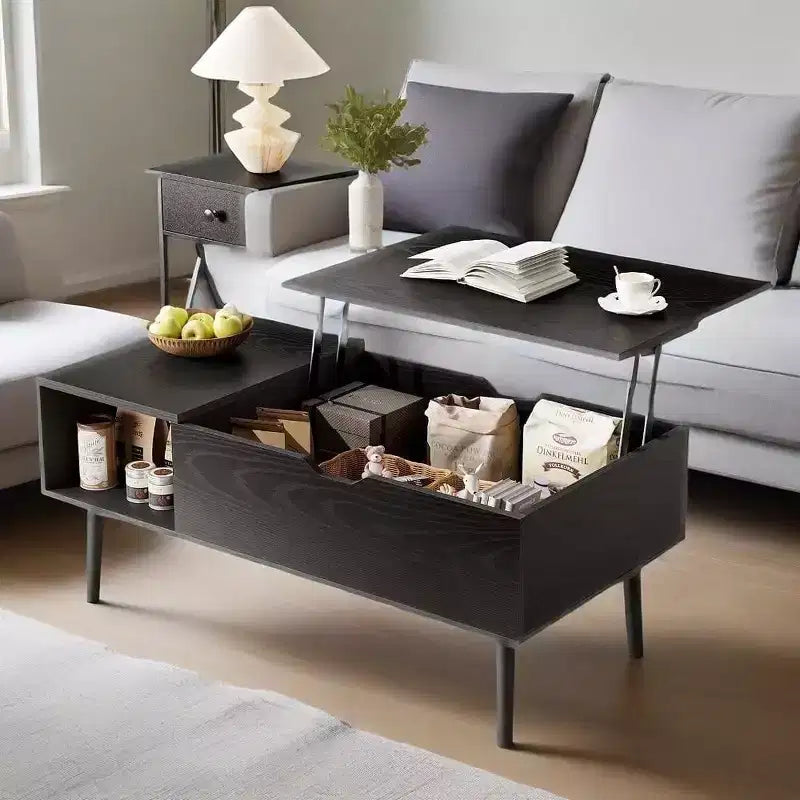 JIONJOY Lift Top Coffee Table with Hidden Storage, Wood Legs for Living Room, Small Spaces - Easy Clean