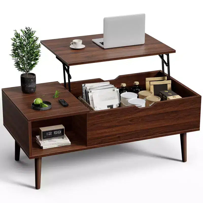 JIONJOY Lift Top Coffee Table with Hidden Storage, Wood Legs for Living Room, Small Spaces - Easy Clean